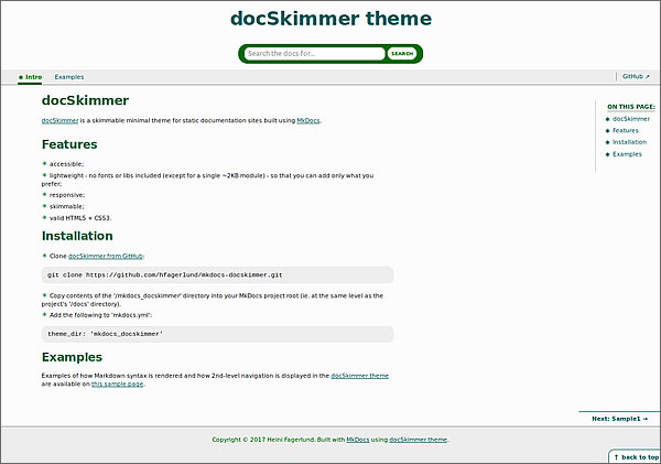 docSkimmer: accessible and responsive HTML5 theme for MkDocs