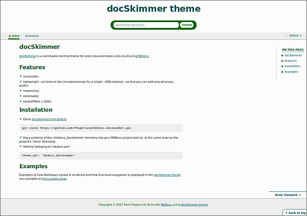 docSkimmer: HTML5 thème accessible et responsive pour MkDocs